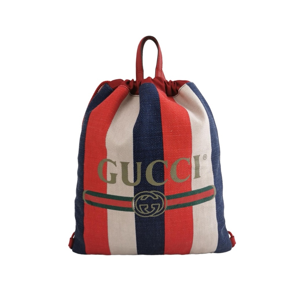 Gucci Red and Blue Striped Backpack